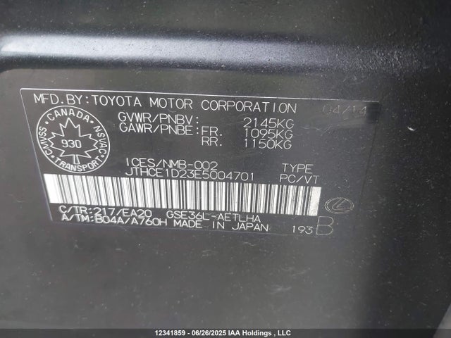 JTHCE1D23E5004701 Lexus 2gr-fse