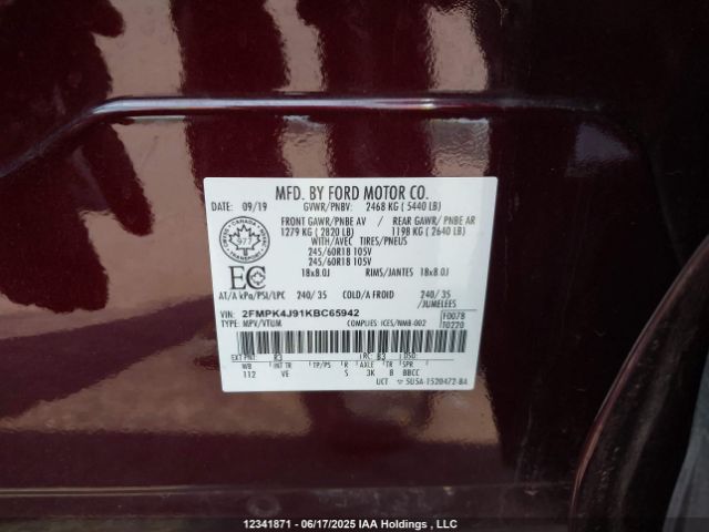 2FMPK4J91KBC65942 Ford 2.0l gtdi w/premium fuel