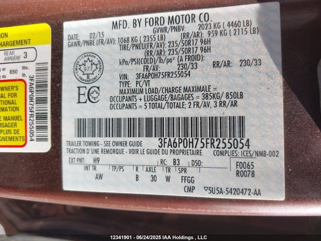 3FA6P0H75FR255054 Ford 2015