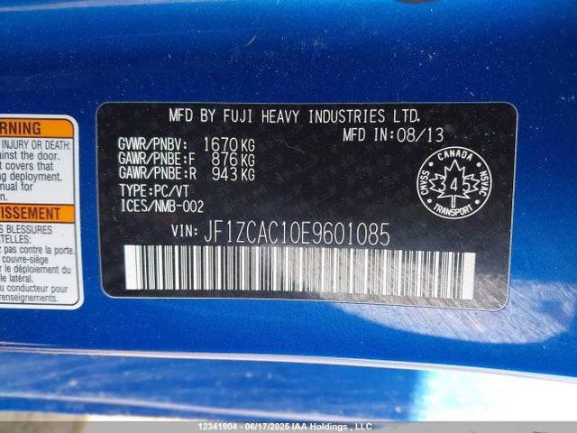 JF1ZCAC10E9601085 Subaru 2014
