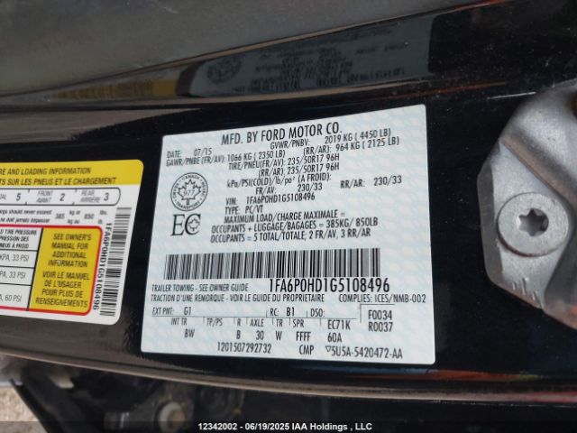 1FA6P0HD1G5108496 Ford 2016