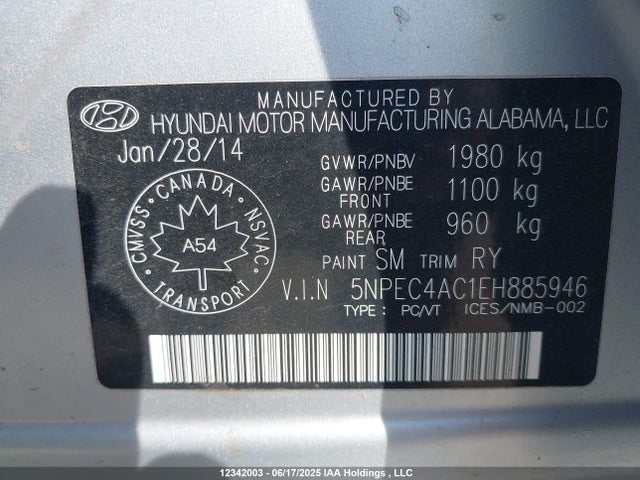 Hyundai gamma 2014 5NPEC4AC1EH885946 Image 9