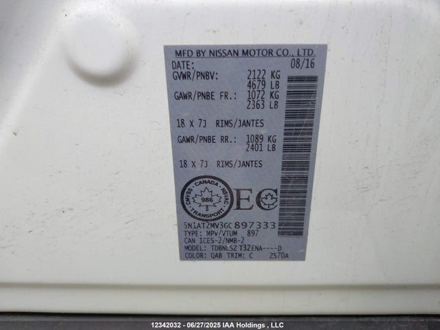 5N1AT2MV3GC897333 Nissan Rogue