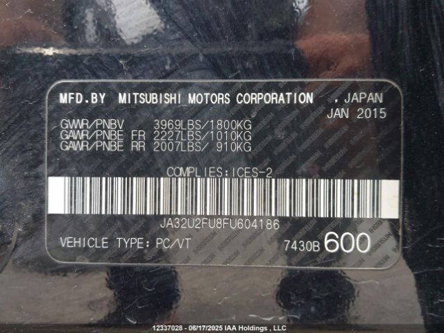 JA32U2FU8FU604186 Mitsubishi Lancer Gt/se