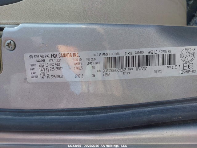 2C4RDGBG7KR596666 Dodge Grand Caravan