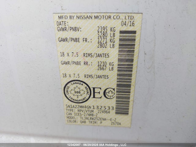 5N1AZ2MH4GN132533 Nissan Murano