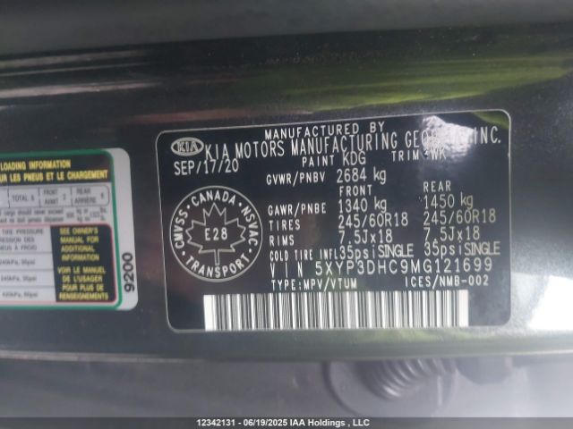 5XYP3DHC9MG121699 KIA kmc gdi lambda-ii