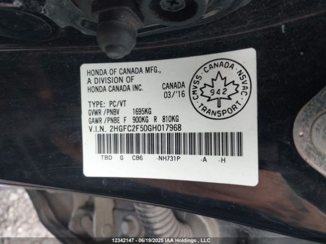 2HGFC2F50GH017968 Honda k20c2