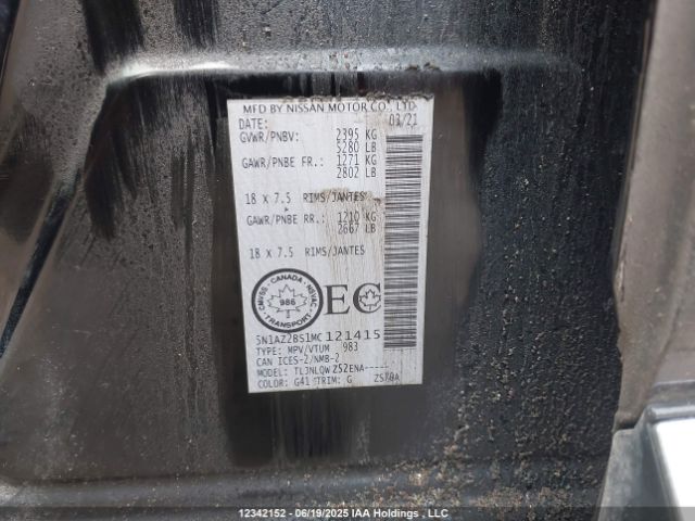 5N1AZ2BS1MC121415 Nissan Murano