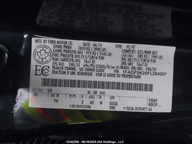 1FADP3K25FL284297 Ford 2015