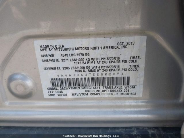 4A4AJ3AU7EE602854 Mitsubishi dohc mivec