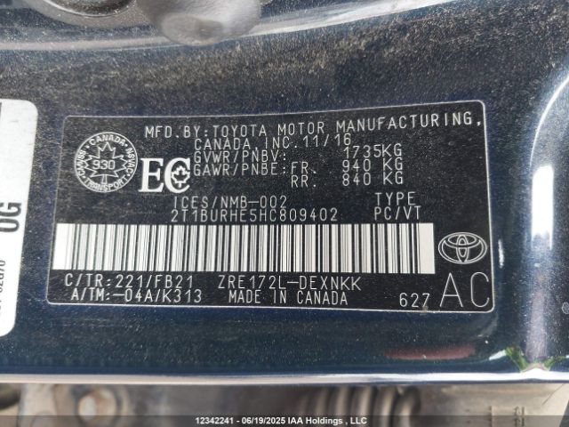 2T1BURHE5HC809402 Toyota 2zr-fe