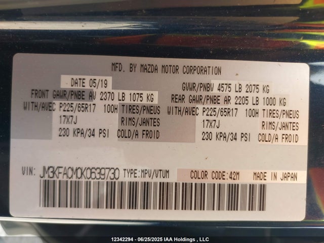 Mazda py cylinder deactivation 2019 JM3KFACM0K0639730 Image 19