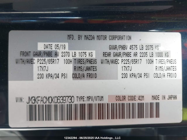 Mazda py cylinder deactivation 2019 JM3KFACM0K0639730 Image 9