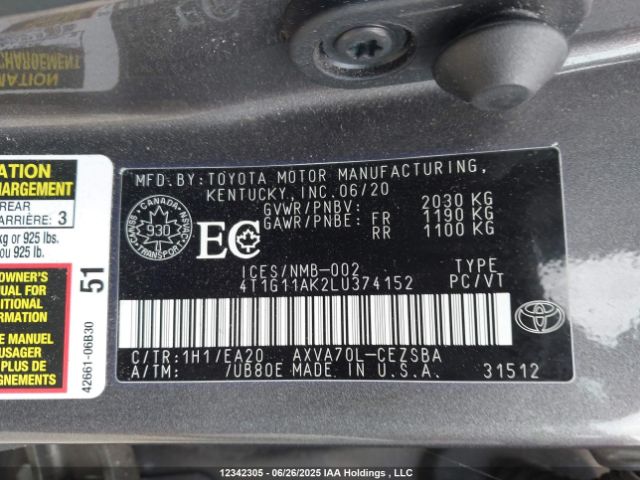 4T1G11AK2LU374152 Toyota a25a-fks