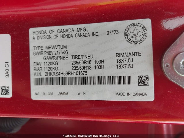 2HKRS4H59RH101675 Honda l15be