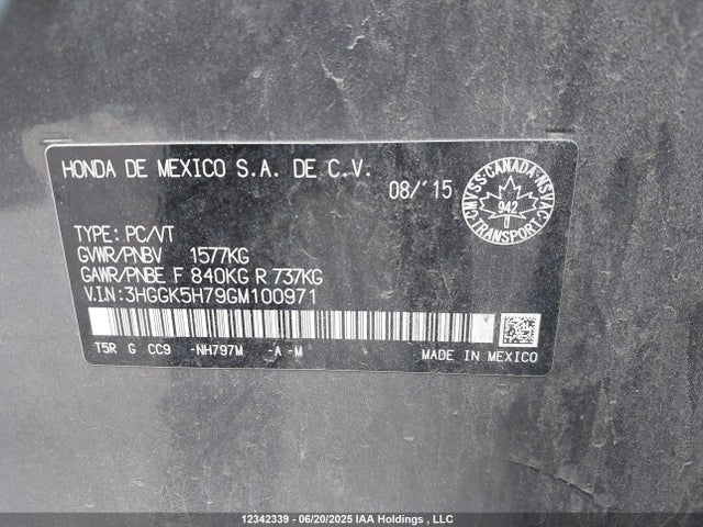 3HGGK5H79GM100971 Honda l15b1