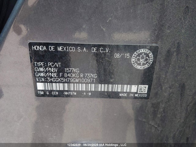 3HGGK5H79GM100971 Honda l15b1