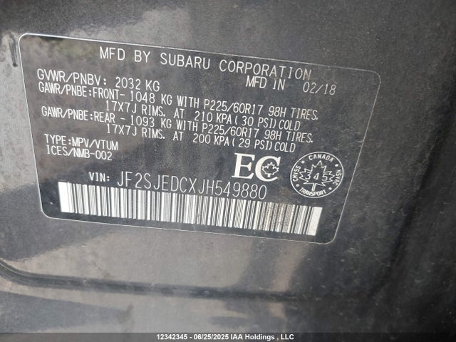 JF2SJEDCXJH549880 Subaru naturally aspirated c5