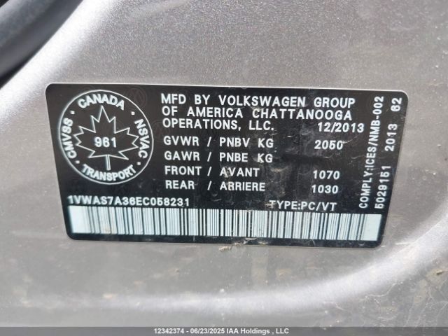 1VWAS7A36EC058231 Volkswagen 2014