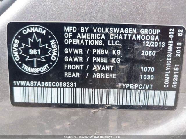 1VWAS7A36EC058231 Volkswagen 2014