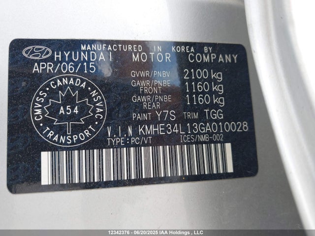 KMHE34L13GA010028 Hyundai dohc gdi nu