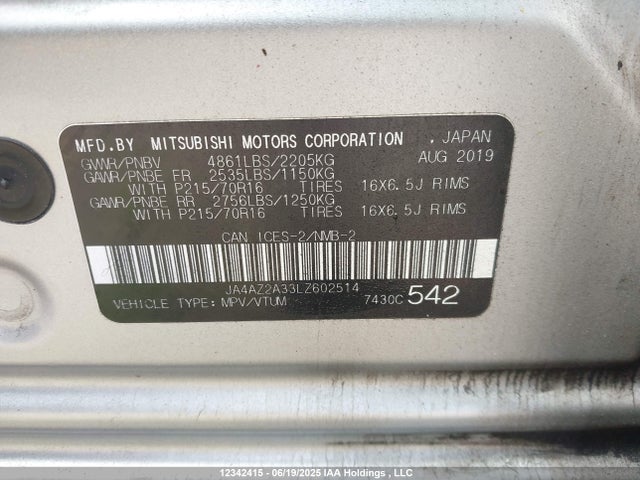 JA4AZ2A33LZ602514 Mitsubishi mivec