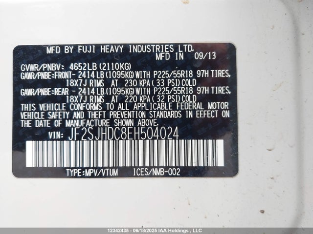 JF2SJHDC8EH504024 Subaru 2.5turbo c0