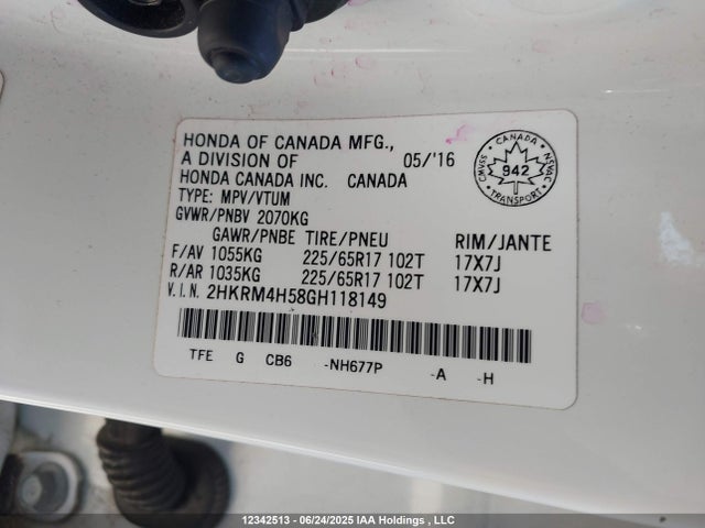 2HKRM4H58GH118149 Honda k24w9