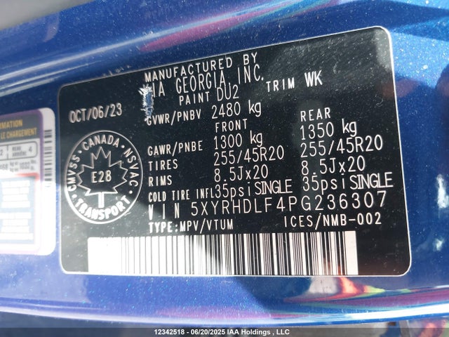 Aukcja sprzedaży 2023 Kia Sorento Ex, vin: 5XYRHDLF4PG236307, numer aukcji: 12342518