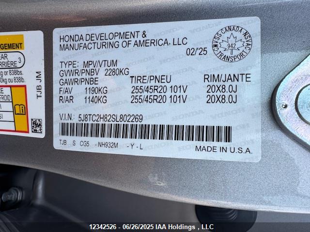 5J8TC2H82SL802269 Acura k20c4