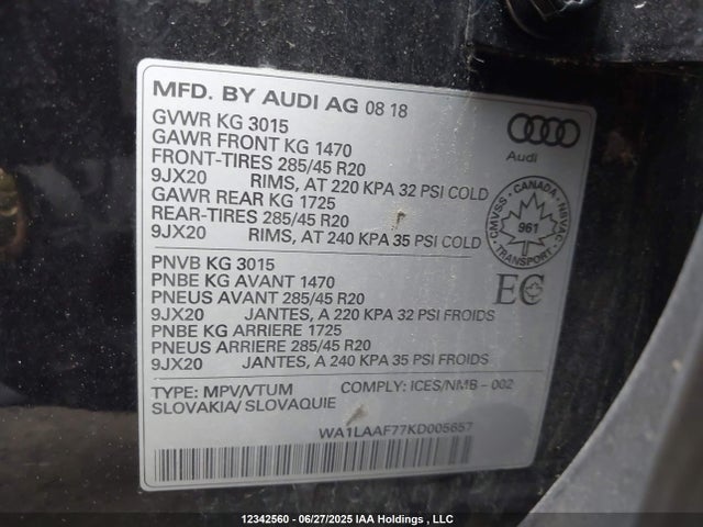 Audi Q7 2019 WA1LAAF77KD005657 Image 9