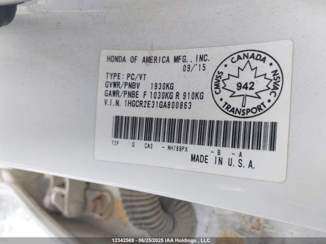 1HGCR2E31GA800863 Honda k24w1