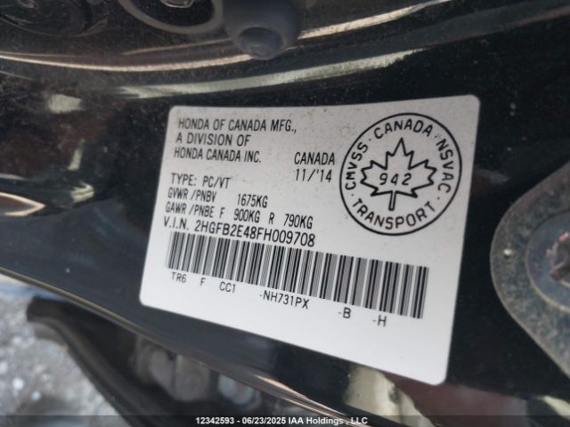 2HGFB2E48FH009708 Honda r18z1