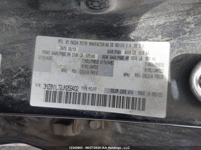 3MZBN1L72JM259402 Mazda pe