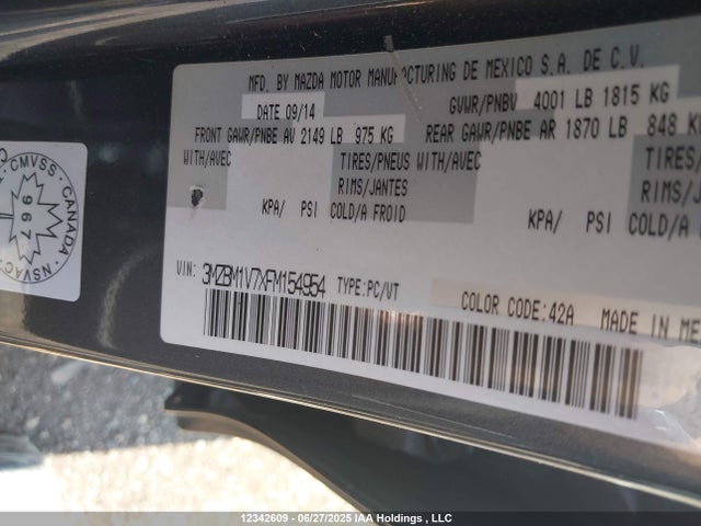 3MZBM1V7XFM154954 Mazda pe
