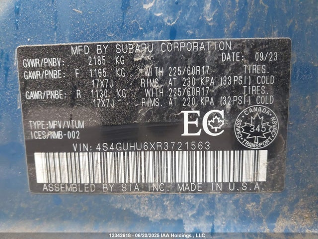 4S4GUHU6XR3721563 Subaru na