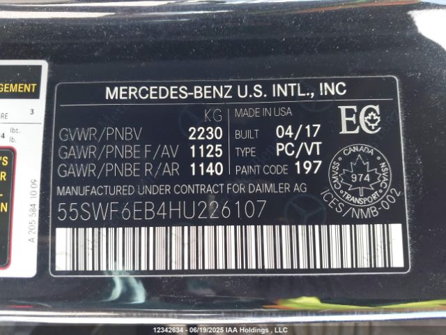 55SWF6EB4HU226107 Mercedes-Benz 2017