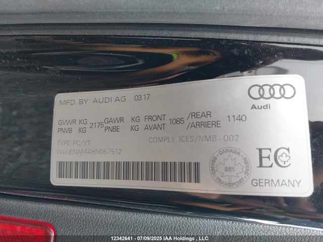 WAUENAF44HN067512 Audi 2017