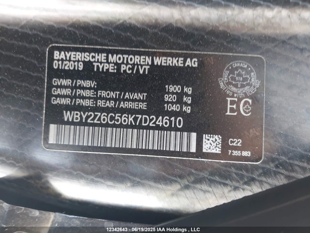 WBY2Z6C56K7D24610 BMW I8