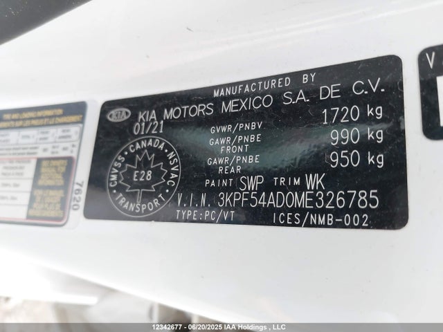 3KPF54AD0ME326785 KIA mpi nu