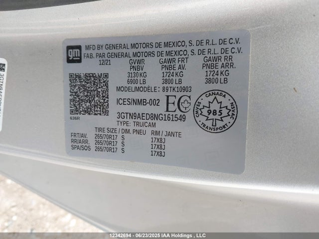 3GTN9AED8NG161549 GMC l84