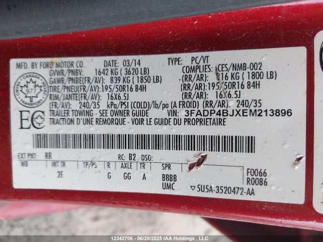Ford Fiesta 2014 3FADP4BJXEM213896 Image 9