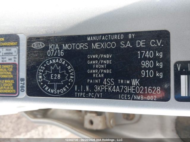 3KPFK4A73HE021628 KIA mpi nu