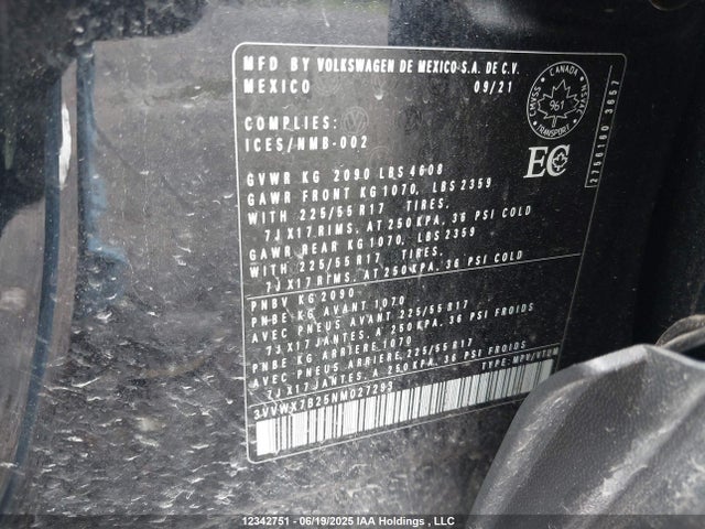 3VVWX7B25NM027293 Volkswagen tsi