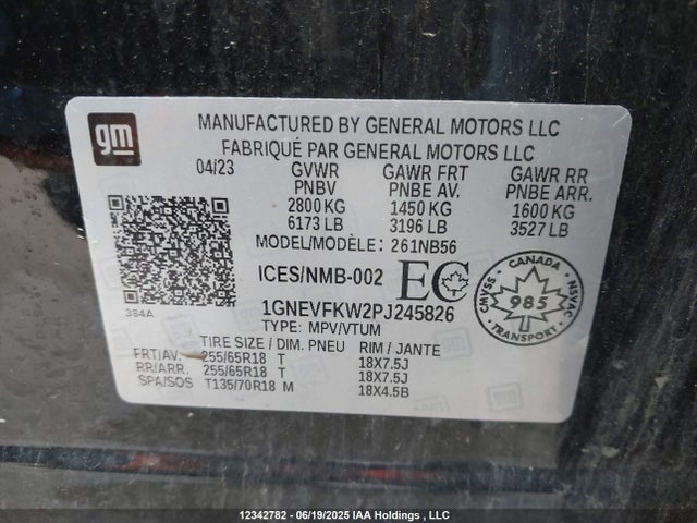 1GNEVFKW2PJ245826 Chevrolet lfy