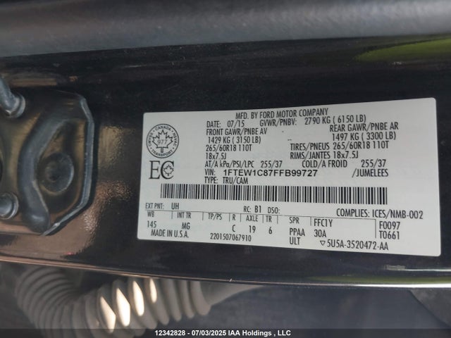 Ford 2015 2015 1FTEW1C87FFB99727 Image 9