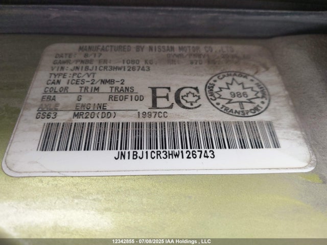JN1BJ1CR3HW126743 Nissan 2017