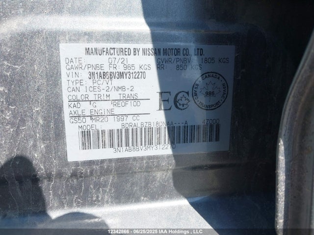 3N1AB8BV3MY312270 Nissan 2021
