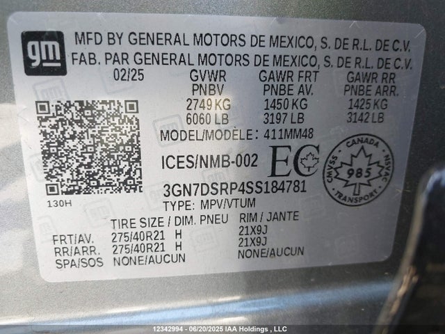 Chevrolet x0b+ec3 2025 3GN7DSRP4SS184781 Image 9